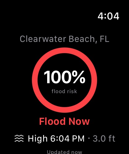 Apple Watch showing 100% flood risk